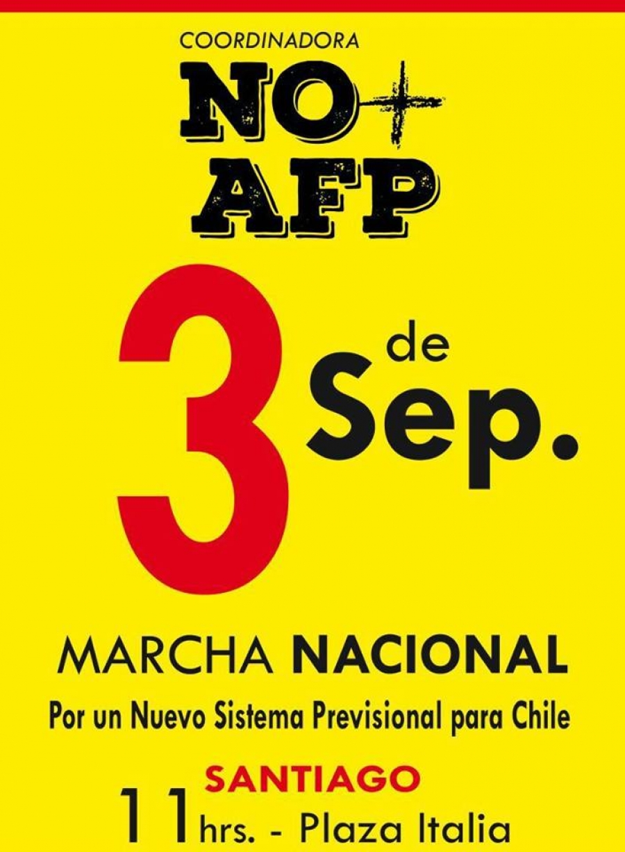 Llaman a marcha No+AFP para el 3 de septiembre