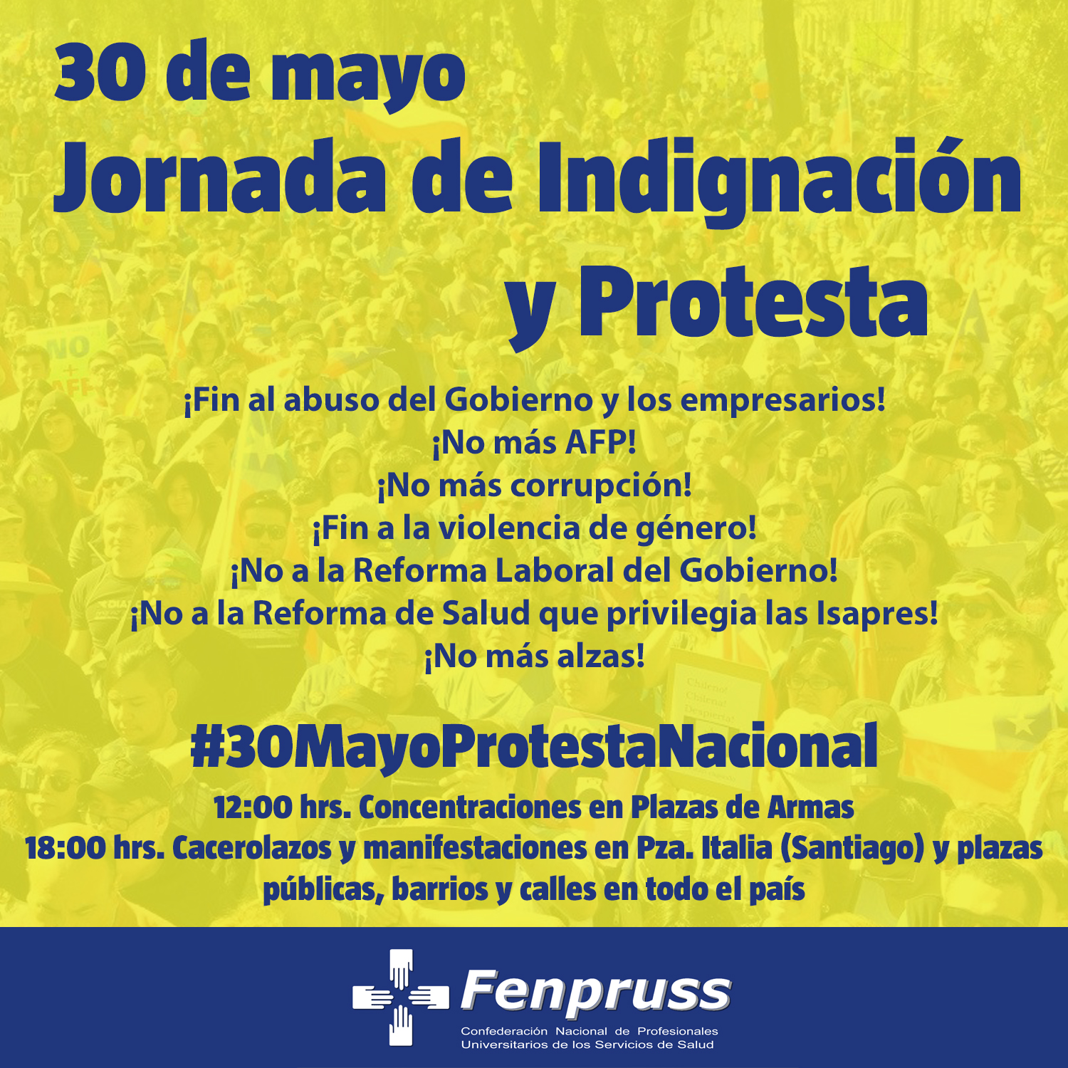 30 de mayo: Convocatoria a Jornada de Indignación y Protesta
