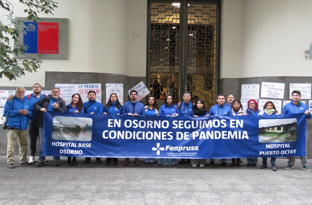 Fenpruss Coordinación Osorno y Fenpruss Chiloé se manifestan en el MINSAL: Denuncian que, pese al término de la pandemia, funcionarios/as de la Salud del Hospital de Osorno siguen atendiendo en carpas