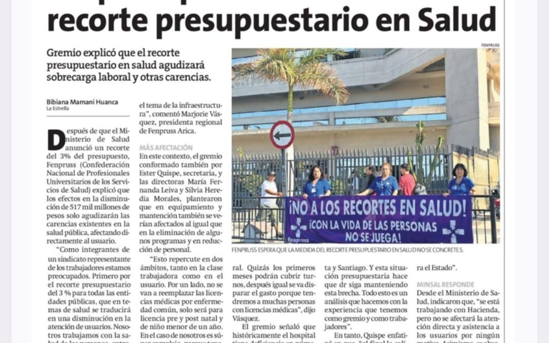 Desde Arica, dirigentas de Fenpruss  levantan una alerta frente al recorte del 3% al presupuesto de salud